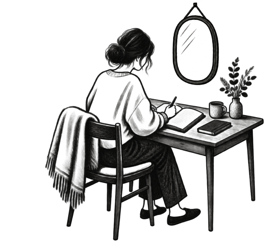A person writing privately at a desk